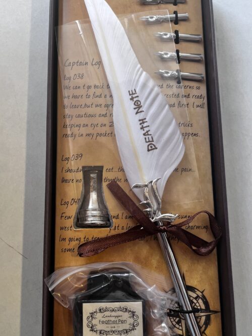 Quill Feather Pen Set – White | Antique Calligraphy Writing Set (Death Note Inspired)
