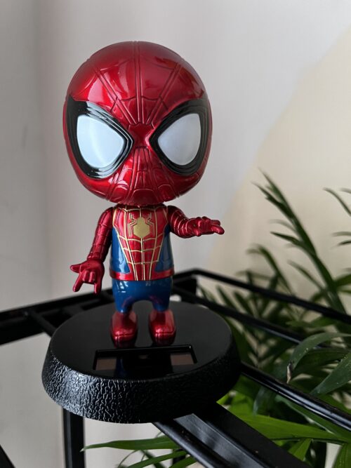 Solar-Powered Dancing Spider-Man Bobble Head – Red | Eco-Friendly Solar Decor