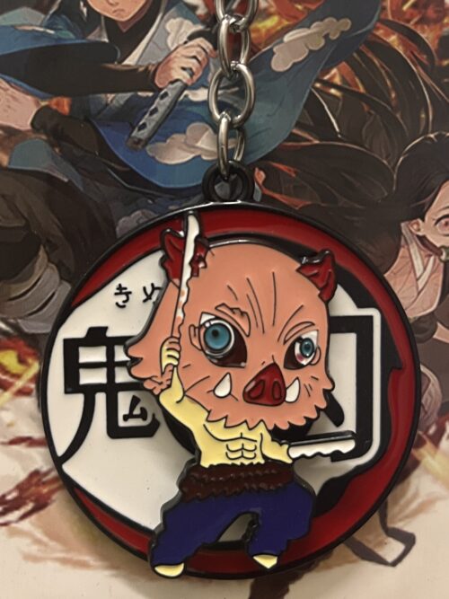 Spinning Metal Inosuke Keychain – Demon Slayer Anime Collectible