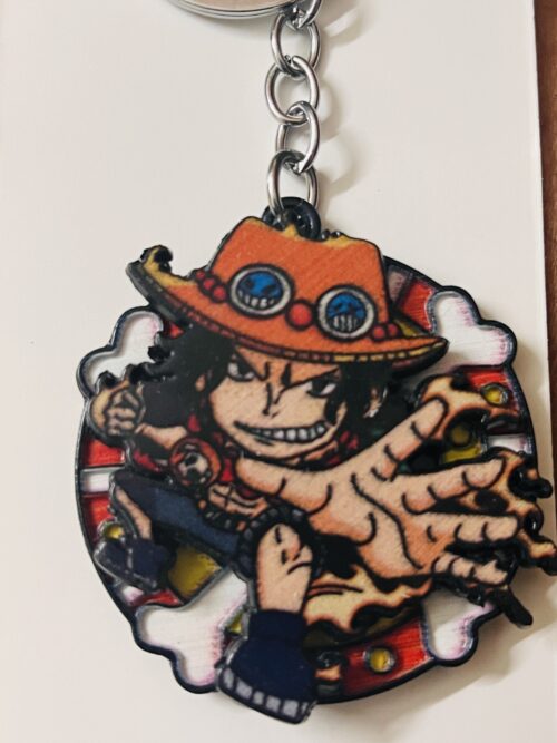 Ace Spinning Metal Keychain – One Piece Anime Collectible